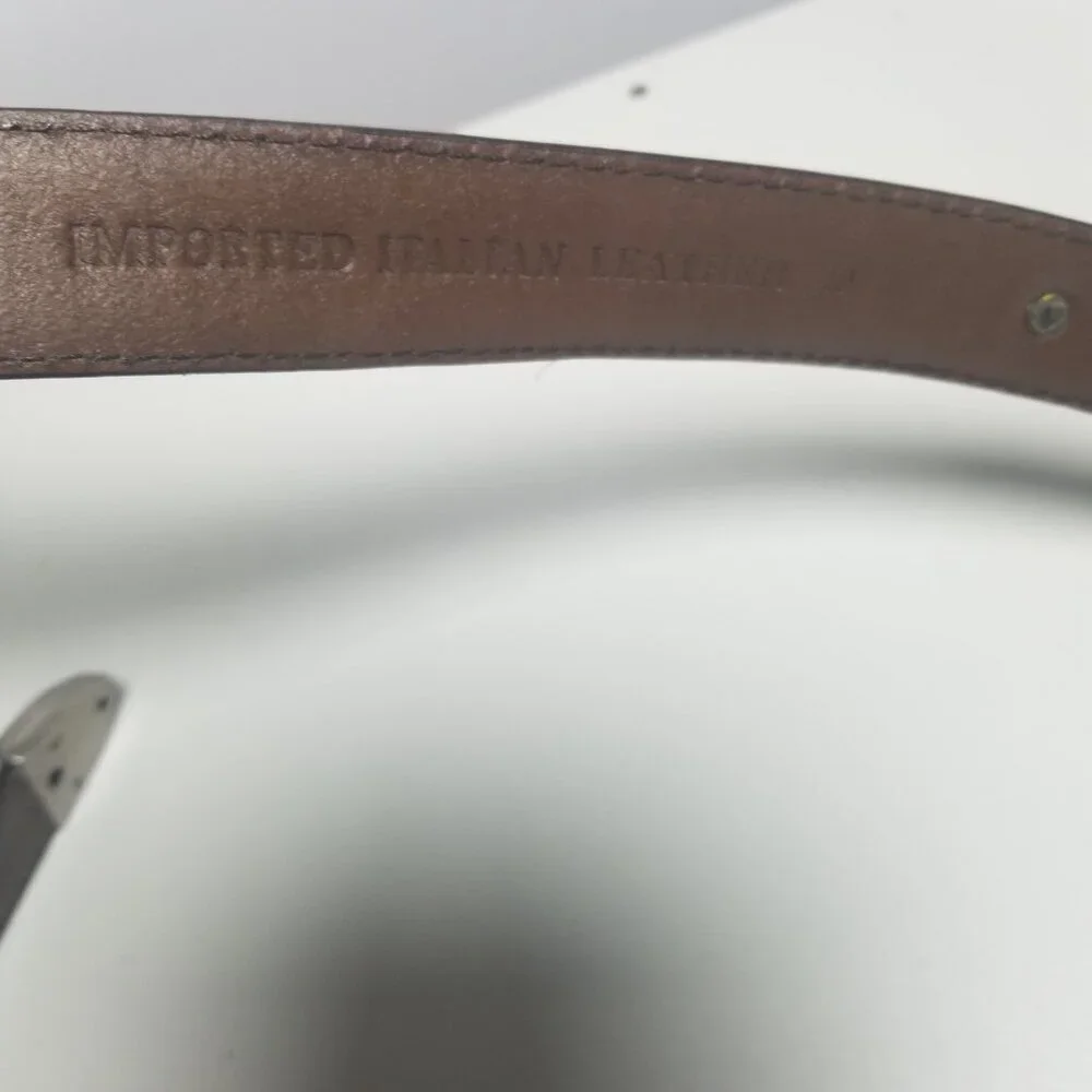 Vtg Men's Brown Croc-Textured Leather Silver Conchos Golf Belt Sz 42